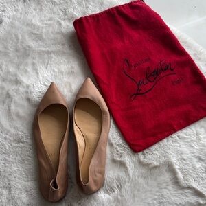 Authentic Christian Louboutin Beige/Nude Pointed Leather Flats